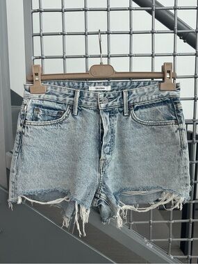 GRLFRND Helena Faded Light Blue Denim Cutoff Shorts Size 25
